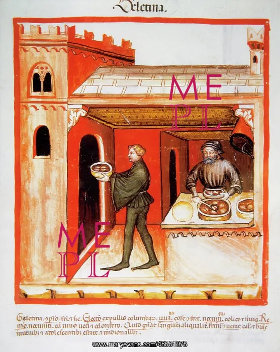 : Tacuinum Sanitatis. 14th century. Meat aspic : Tacuinum Sanitatis. 14th century. Meat aspic