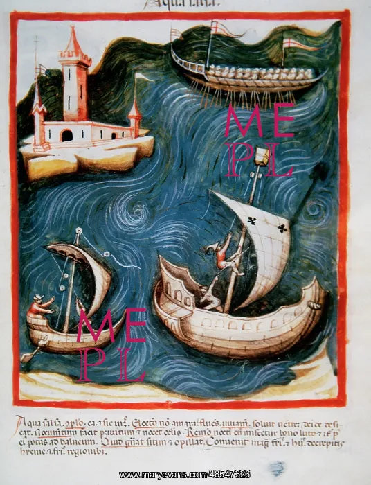  : Tacuinum Sanitatis. Boats at sea