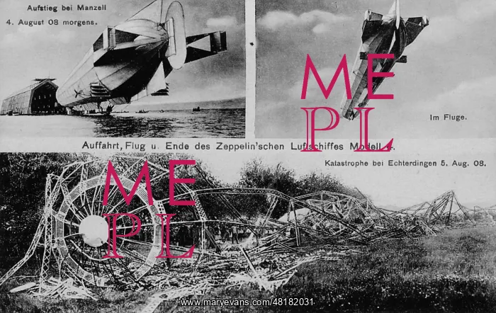 : Take-off, flight and end of the LZ 4, 1908 : Take-off, flight and end of the LZ 4, 1908
