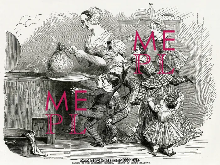 : Taking up the Christmas pudding, 1848 : Taking up the Christmas pudding, 1848