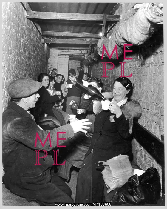 : Taking shelter underground during The Blitz in London : Taking shelter underground during The Blitz in London