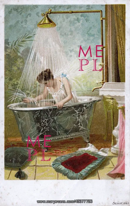  : Taking a shower in a fine marble bathtub