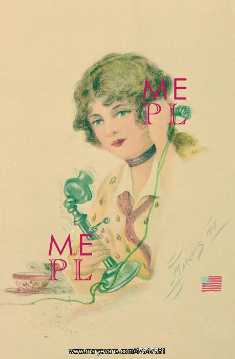 : Talking on the telephone, postcard : Talking on the telephone, postcard