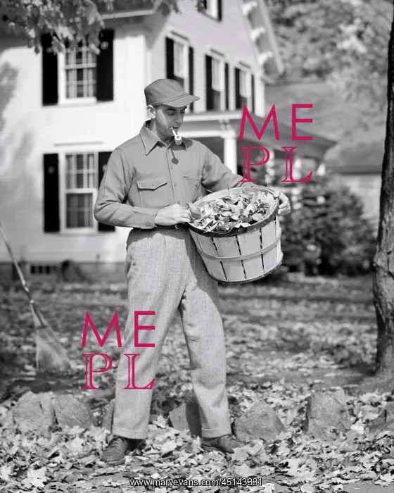 : Tall Man Smoking a Pipe Holding Basket Full of : Tall Man Smoking a Pipe Holding Basket Full of