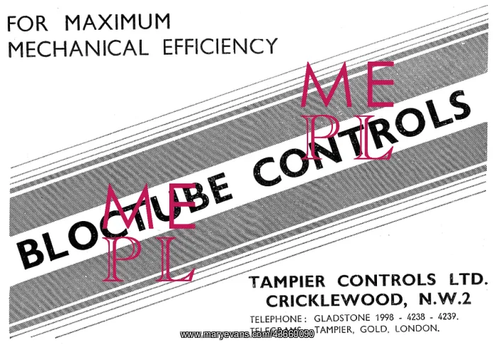 : Tampier Bloctube Mechanical Controls 1943 Advert : Tampier Bloctube Mechanical Controls 1943 Advert