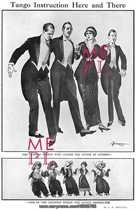 : Tango craze: learning to dance the tango, 1913 : Tango craze: learning to dance the tango, 1913