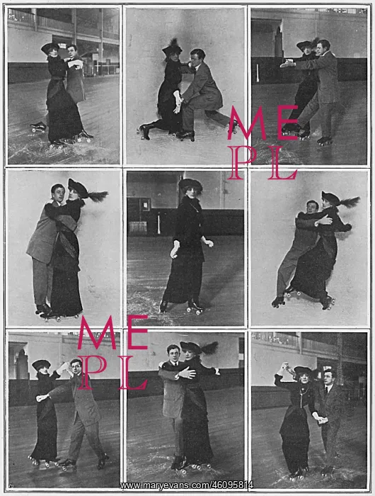 : Tango craze: a tango on roller skates, 1913 : Tango craze: a tango on roller skates, 1913