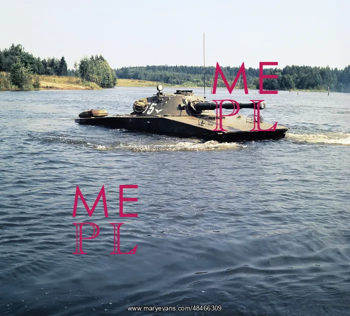 : Tank crossing water barrier, 1971 : Tank crossing water barrier, 1971