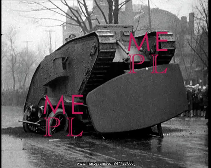 : Tank Crushing A Motorcar in a Street : Tank Crushing A Motorcar in a Street