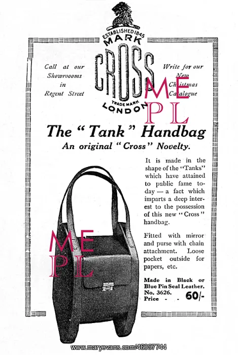 : Tank handbag advertisement, WW1 : Tank handbag advertisement, WW1