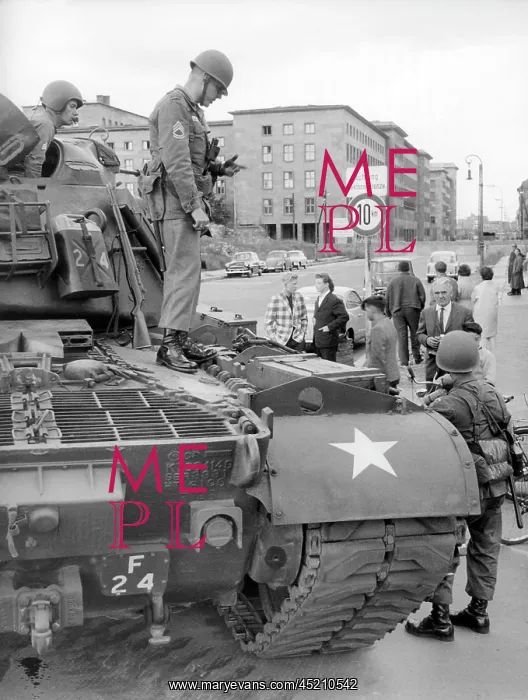 : US tank at sector border in West Berlin 1961 : US tank at sector border in West Berlin 1961