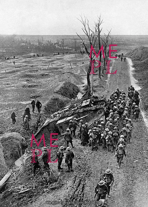 : Tank trapped in mud of Flanders, WW1 : Tank trapped in mud of Flanders, WW1