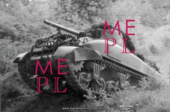 : One of our tanks entering the A Squadron leaguer at THAON : One of our tanks entering the A Squadron leaguer at THAON