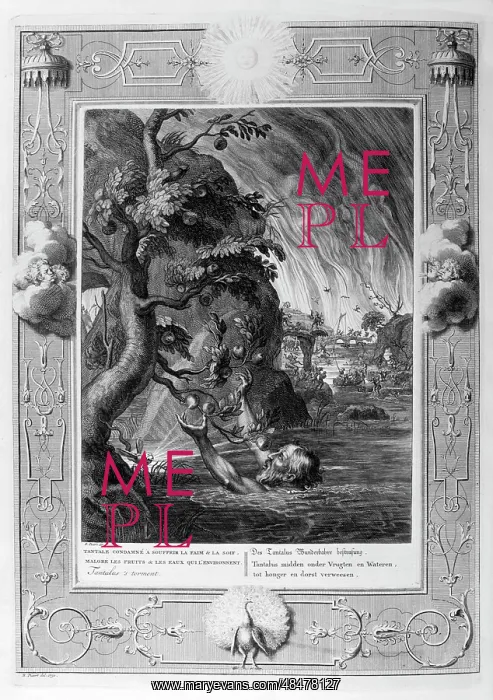 : Tantalus. Engraving from Tableaux du temple des : Tantalus. Engraving from Tableaux du temple des
