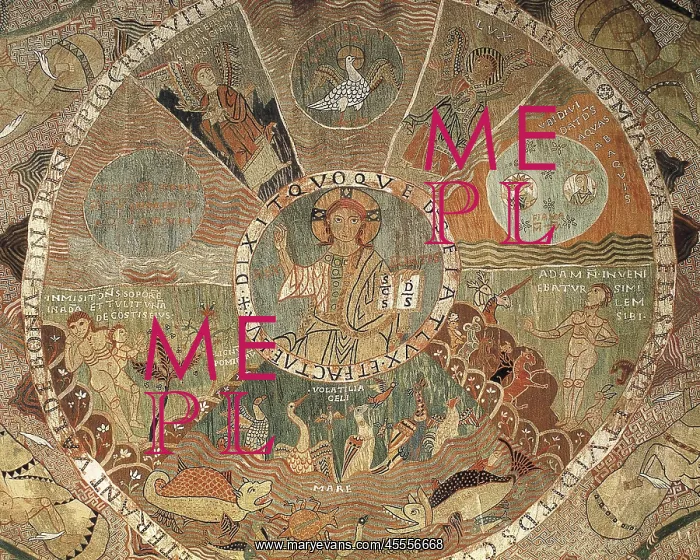 : Tapestry of Creation. 1st half 12th c. Central detail : Tapestry of Creation. 1st half 12th c. Central detail