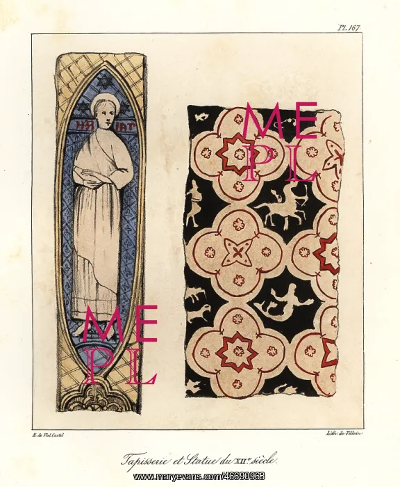 : Tapestry and statue of the 12th century : Tapestry and statue of the 12th century