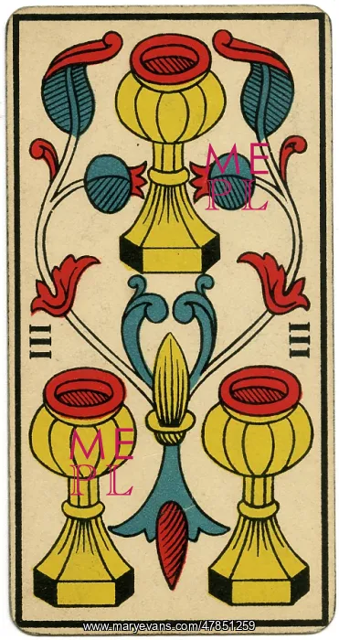 : Tarot Card - Coupe (Cup) III : Tarot Card - Coupe (Cup) III