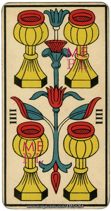 : Tarot Card - Coupe (Cup) IIII (IV) : Tarot Card - Coupe (Cup) IIII (IV)