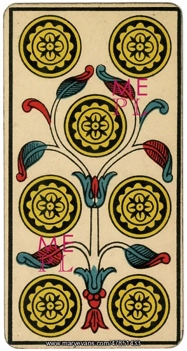 : Tarot Card - Deniers (Coins) VII : Tarot Card - Deniers (Coins) VII