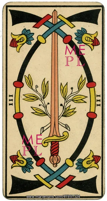 : Tarot Card - Epees (Swords) III : Tarot Card - Epees (Swords) III