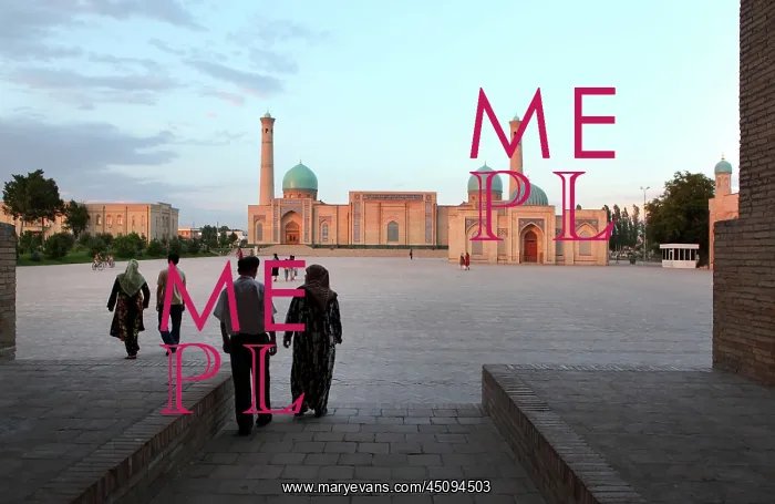 : Tashkent. Low angle view across Khast Imam Square to the Tellya Sheikh Mosque : Tashkent. Low angle view across Khast Imam Square to the Tellya Sheikh Mosque