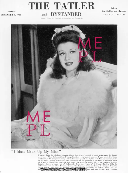 : Tatler front-cover: Ginger Rogers : Tatler front-cover: Ginger Rogers