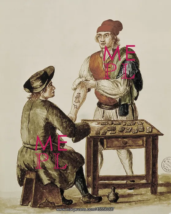 : The Tattoo, illustration by Gravenbroch. Watercolour : The Tattoo, illustration by Gravenbroch. Watercolour