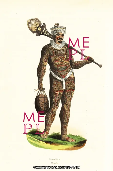 : Tattooed warrior of Nuku Hiva, Marquesas Islands : Tattooed warrior of Nuku Hiva, Marquesas Islands