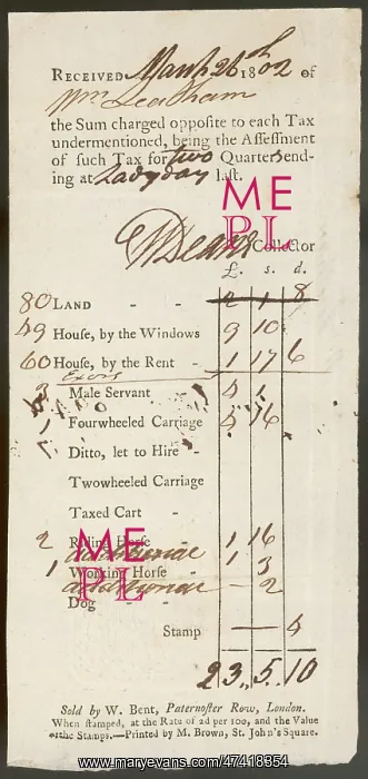 : TAX RECEIPT 1802 : TAX RECEIPT 1802