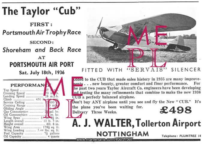 : Taylor Cub - A.J.Walter Tollerton : Taylor Cub - A.J.Walter Tollerton