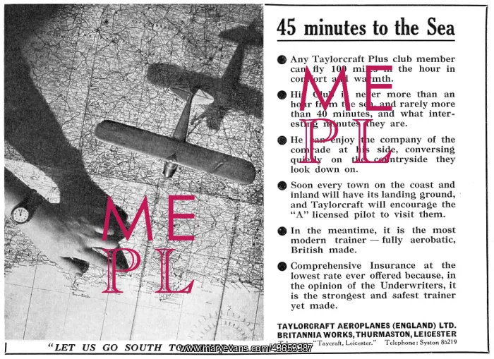 : Taylorcraft Plus Aircraft Advert 1939 : Taylorcraft Plus Aircraft Advert 1939