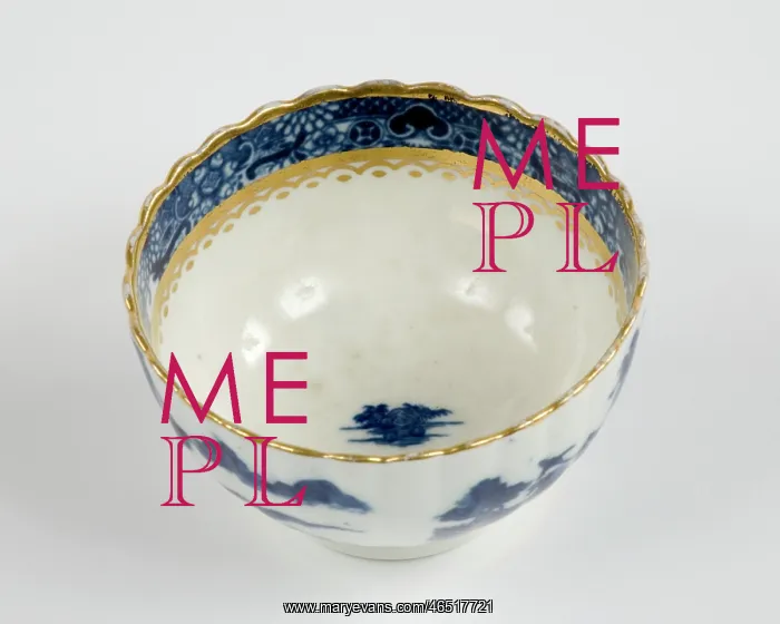 : Tea bowl made from porcelain, transfer-printed in underglaze blue with : Tea bowl made from porcelain, transfer-printed in underglaze blue with