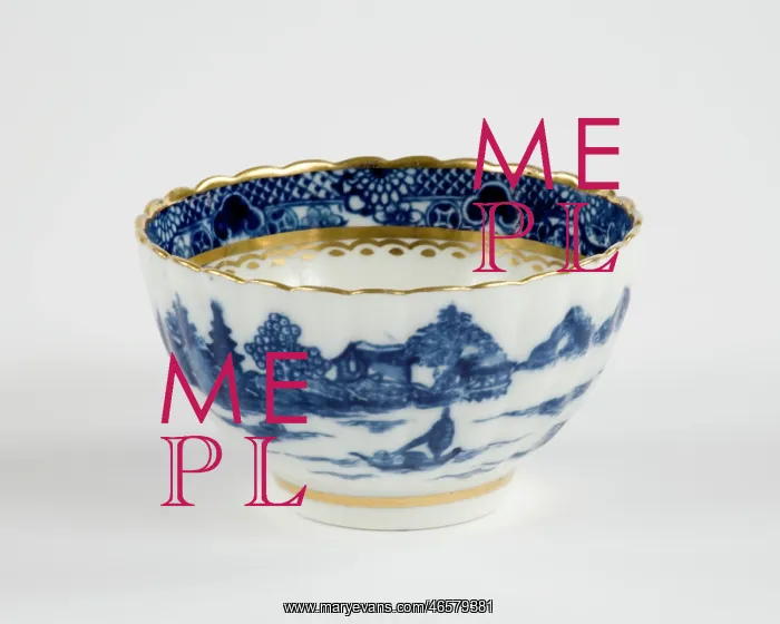: Tea bowl made from porcelain, transfer-printed in underglaze blue with : Tea bowl made from porcelain, transfer-printed in underglaze blue with