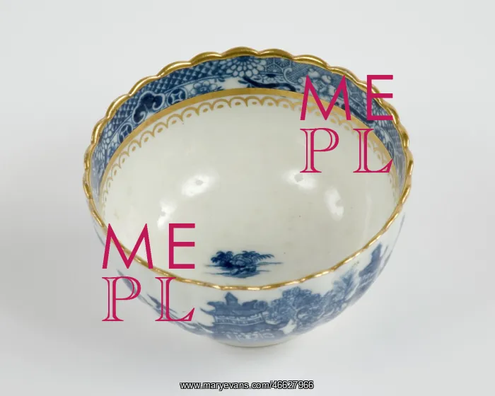 : Tea bowl made from porcelain, transfer-printed in underglaze blue with : Tea bowl made from porcelain, transfer-printed in underglaze blue with