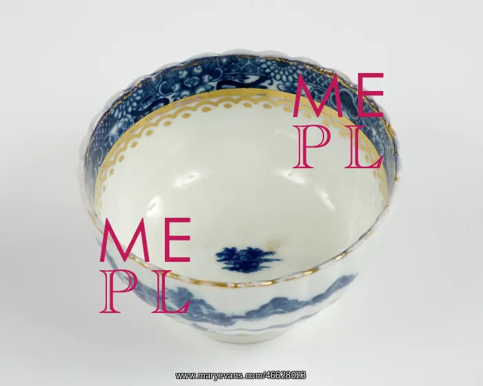 : Tea bowl made from porcelain, transfer-printed in underglaze blue with : Tea bowl made from porcelain, transfer-printed in underglaze blue with