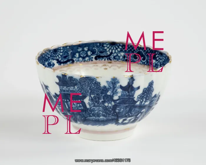 : Tea bowl made from porcelain, transfer-printed in underglaze blue with : Tea bowl made from porcelain, transfer-printed in underglaze blue with
