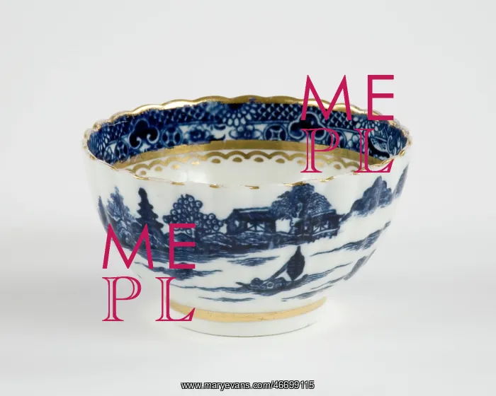 : Tea bowl made from porcelain, transfer-printed in underglaze blue with : Tea bowl made from porcelain, transfer-printed in underglaze blue with