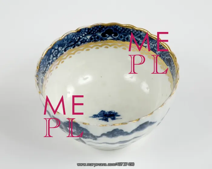 : Tea bowl made from porcelain, transfer-printed in underglaze blue with : Tea bowl made from porcelain, transfer-printed in underglaze blue with