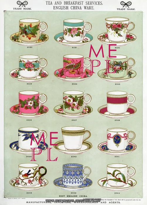 : Tea and Breakfast Services, English China Ware, Plate 28 : Tea and Breakfast Services, English China Ware, Plate 28
