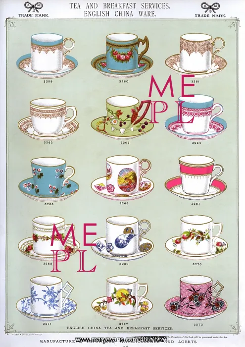 : Tea and Breakfast Services, English China Ware, Plate 30 : Tea and Breakfast Services, English China Ware, Plate 30