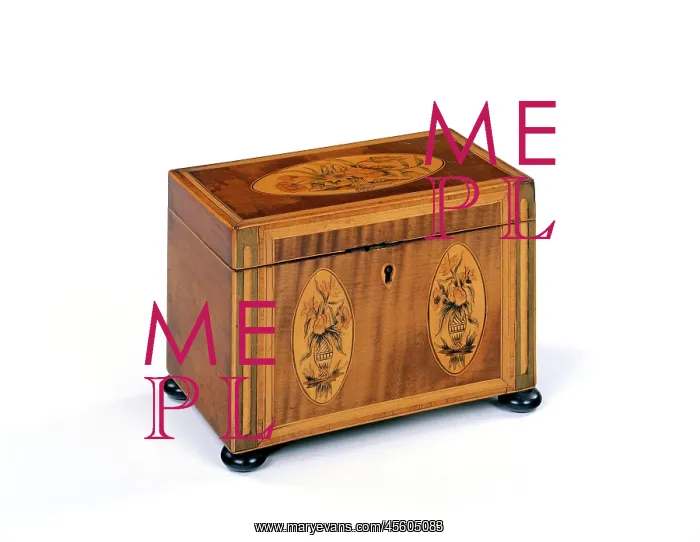 : Tea caddy made from sycamore veneers, crossbanded with tulip, satinwood : Tea caddy made from sycamore veneers, crossbanded with tulip, satinwood