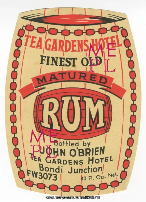  : Tea Gardens Hotel Rum label