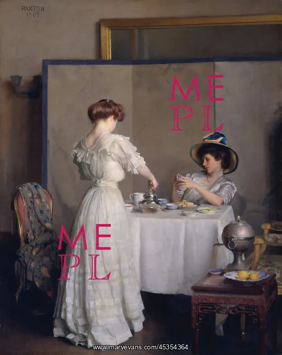 : TEA LEAVES, by William McGregor Paxton, 1909, American : TEA LEAVES, by William McGregor Paxton, 1909, American