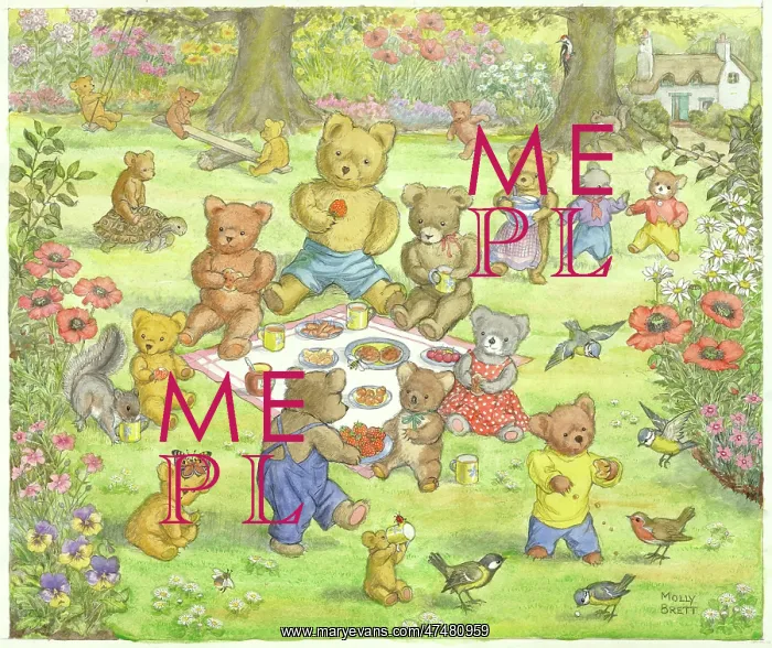 : Tea Time - teddy bears having a picnic tea in a garden