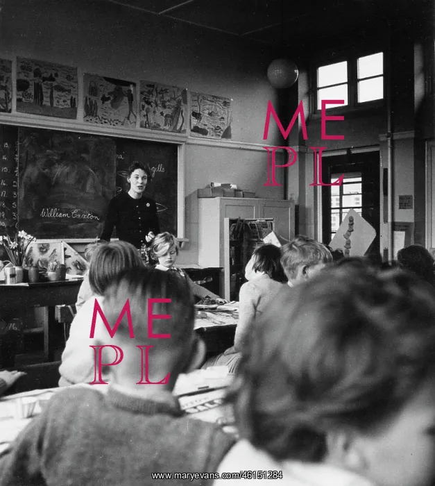 : Teacher with class of primary school children : Teacher with class of primary school children