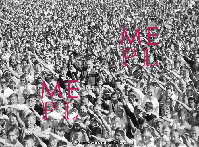 : Teachers and students give the Hitler salute, 1934 : Teachers and students give the Hitler salute, 1934