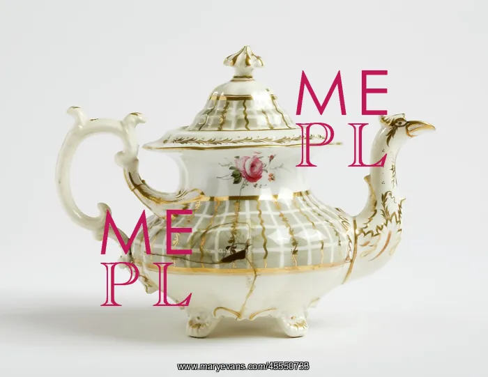 : Teapot. Glazed porcelain tea pot from a tea service : Teapot. Glazed porcelain tea pot from a tea service