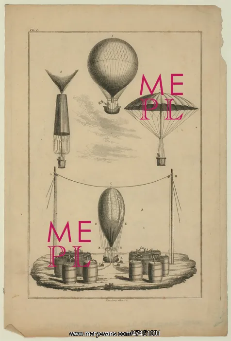 : Technical illustration shows four stages of Andre Garnerin's : Technical illustration shows four stages of Andre Garnerin's