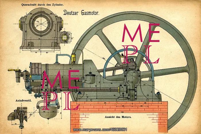 : technics, engines, Deutz gas engine, construction : technics, engines, Deutz gas engine, construction