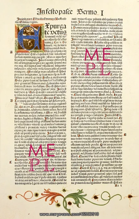  : technics, letterpress, incunabulum print, page
